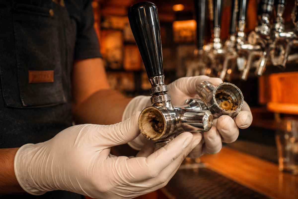 canilla de cerveza contaminada con levaduras